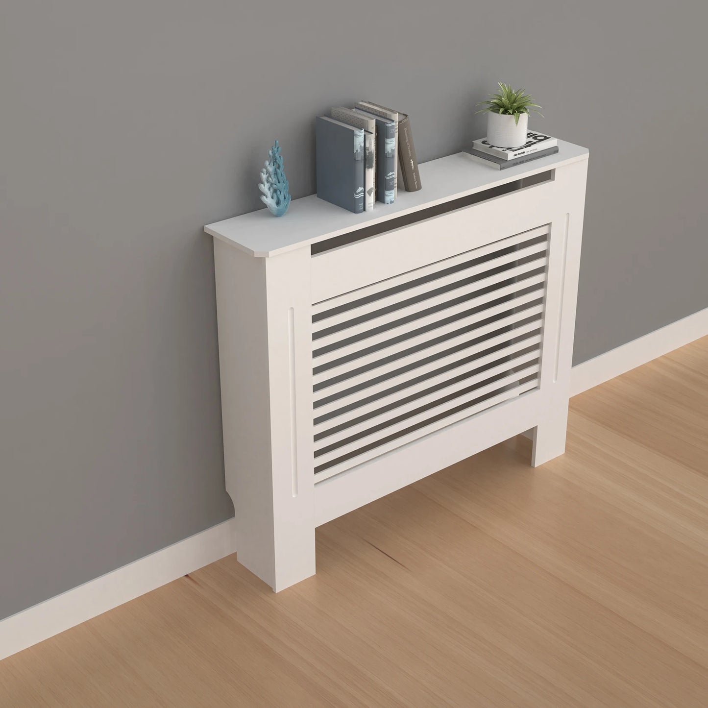 Wood Radiator Cover Modern Tall Radiator Shelf Large Heater Covers Horizontal Slats
